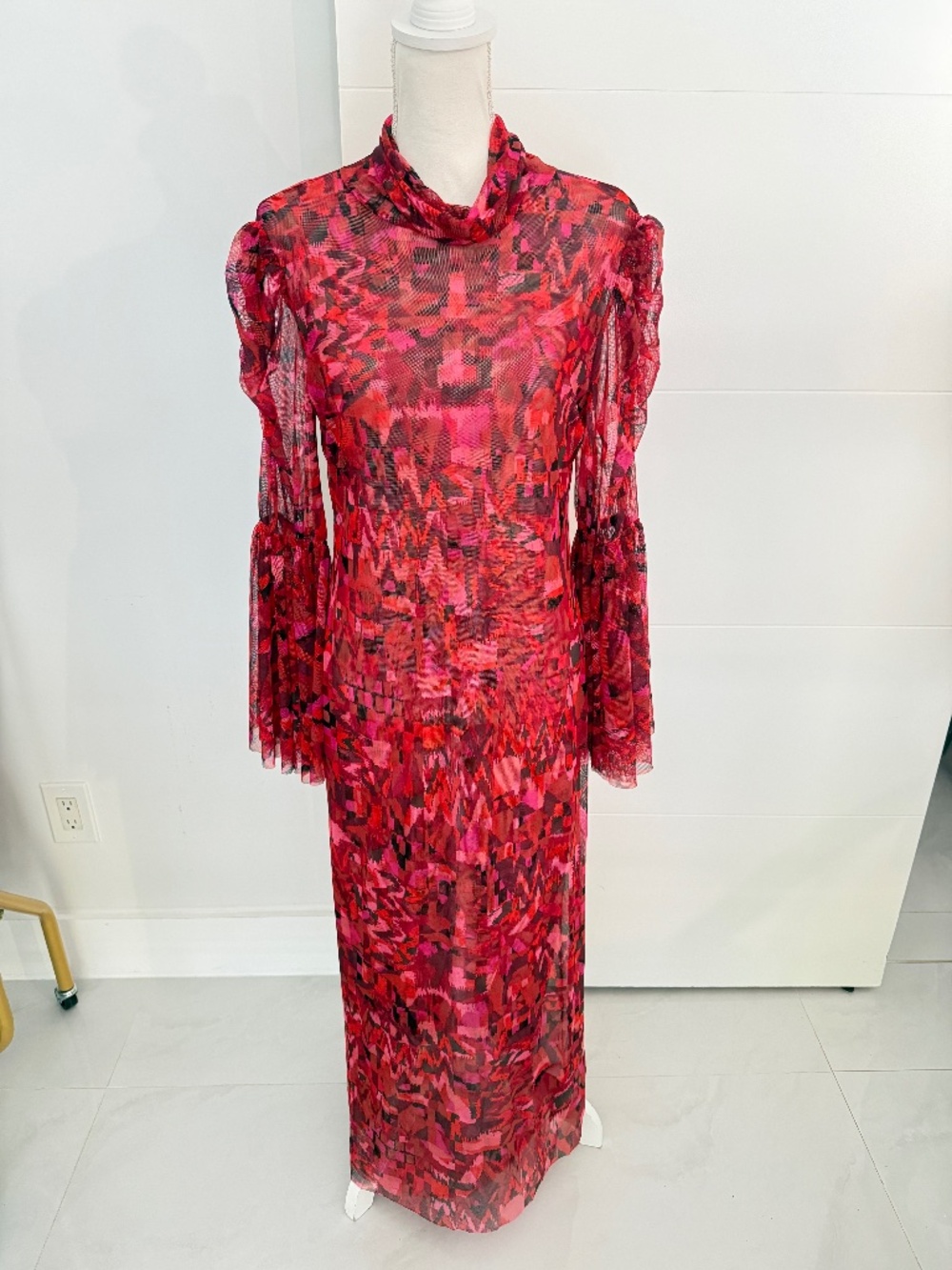 MISA Electra Crimson Red Long High Neck Maxi Dress NWT XL